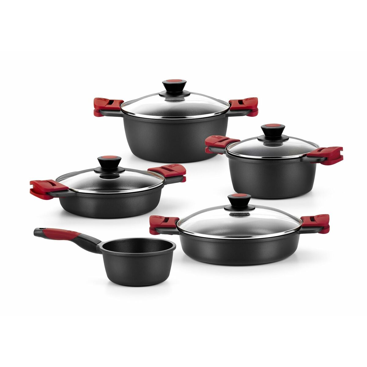 Casserole avec Couvercle en Verre BRA A410532 Rouge 5 L